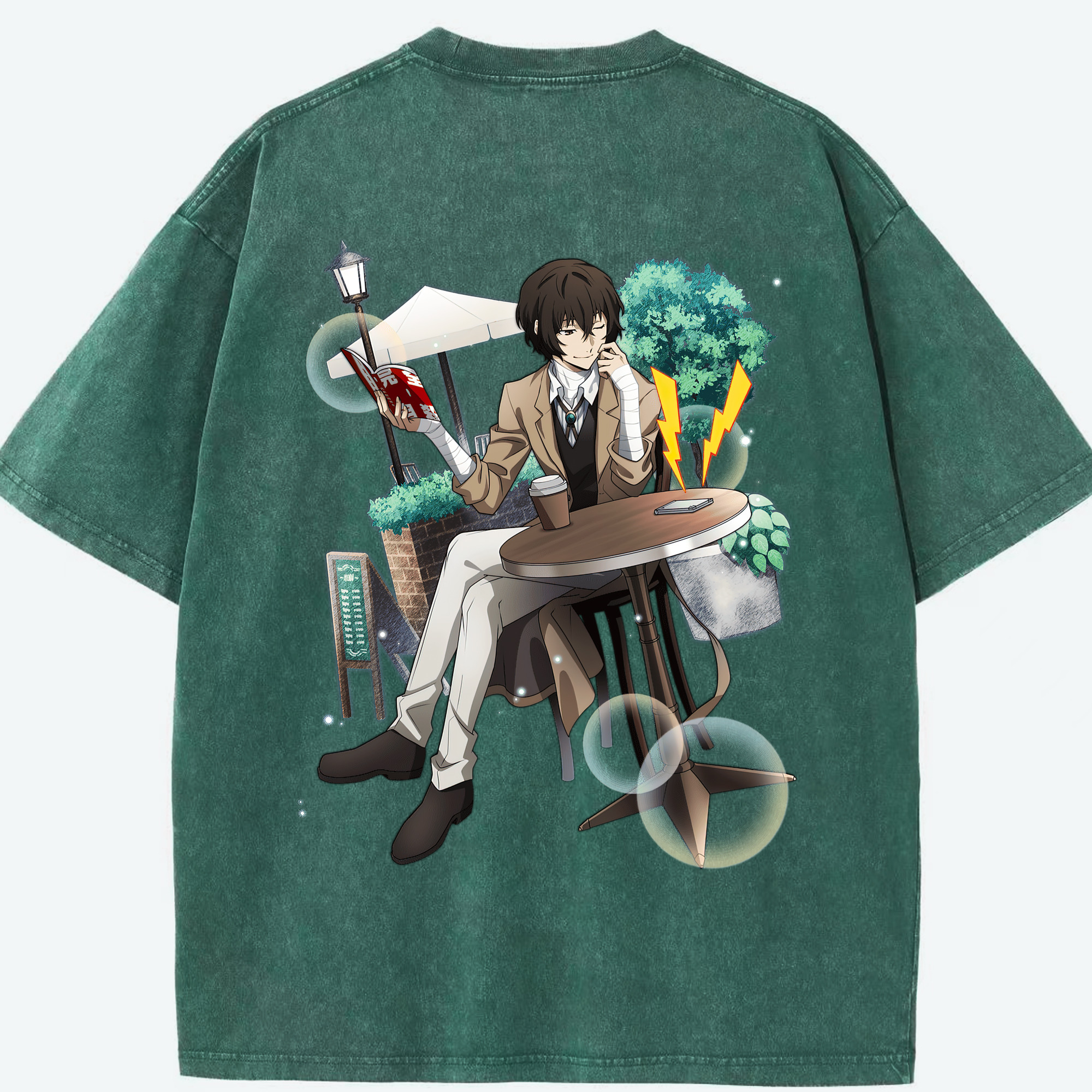 （画像用） 文豪ストレイドッグス Bungo Stray Dogs 綿100% ヴィンテージ風 半袖Tシャツ（背面プリント）